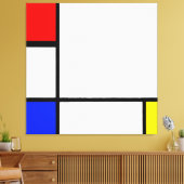 MONDRIAN - COMPOSITIE IV met ROOD, BLAUW & GEEL Canvas Afdruk (Insitu (Woonkamer))