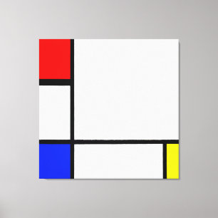 MONDRIAN - COMPOSITIE IV met ROOD, BLAUW & GEEL Canvas Afdruk