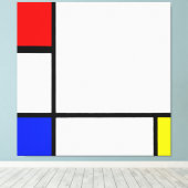 MONDRIAN - COMPOSITIE IV met ROOD, BLAUW & GEEL Canvas Afdruk (Insitu (Houten vloer))
