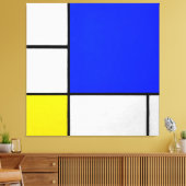 MONDRIAN - COMPOSITIE met BLAUW, WIT en GEEL Canvas Afdruk (Insitu (Woonkamer))