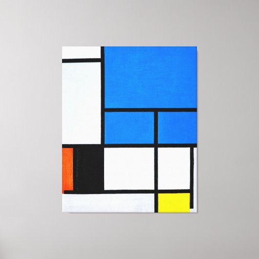 MONDRIAN - COMPOSITIE MET GROOT BLAUW VLAK 1921 CANVAS AFDRUK (Voorkant)