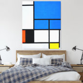 MONDRIAN - COMPOSITIE MET GROOT BLAUW VLAK 1921 CANVAS AFDRUK (Insitu (Slaapkamer))
