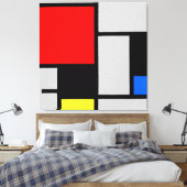 MONDRIAN - COMPOSITIE MET GROOT ROOD VLAK 1921 CANVAS AFDRUK (Insitu (Slaapkamer))