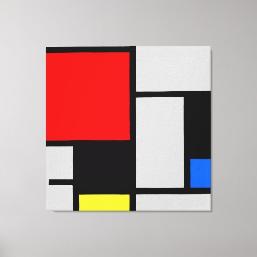 MONDRIAN - COMPOSITIE MET GROOT ROOD VLAK 1921 CANVAS AFDRUK (Voorkant)