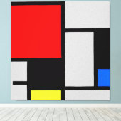 MONDRIAN - COMPOSITIE MET GROOT ROOD VLAK 1921 CANVAS AFDRUK (Insitu (Houten vloer))