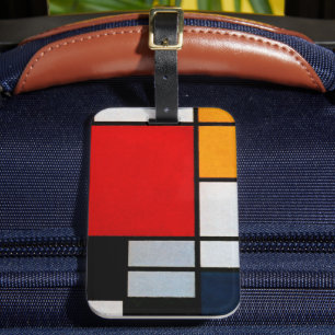 Mondrian - Compositie met groot rood vlak Bagagelabel