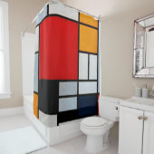 Mondrian - Compositie met groot rood vlak Douchegordijn (In situ)
