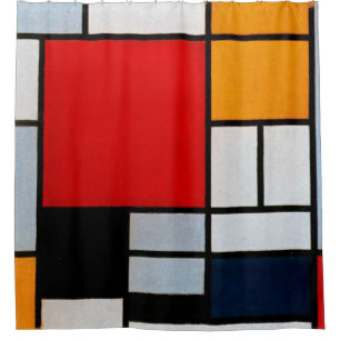 Mondrian - Compositie met groot rood vlak Douchegordijn