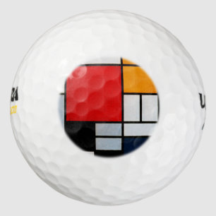 Mondrian - Compositie met groot rood vlak Golfballen