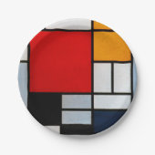 Mondrian - Compositie met groot rood vlak Papieren Bordje (Voorkant)