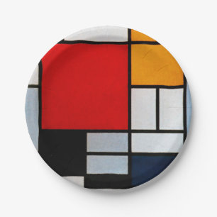 Mondrian - Compositie met groot rood vlak Papieren Bordje