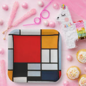 Mondrian - Compositie met groot rood vlak Papieren Bordje (Feest)