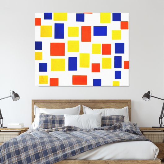 MONDRIAN - COMPOSITIE MET KLEURVLAKKEN 1 - 1917 CANVAS AFDRUK (Insitu (Slaapkamer))