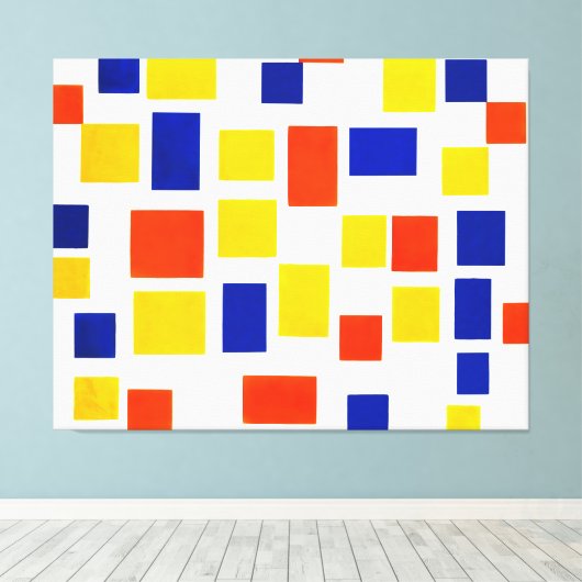 MONDRIAN - COMPOSITIE MET KLEURVLAKKEN 1 - 1917 CANVAS AFDRUK (Insitu (Houten vloer))