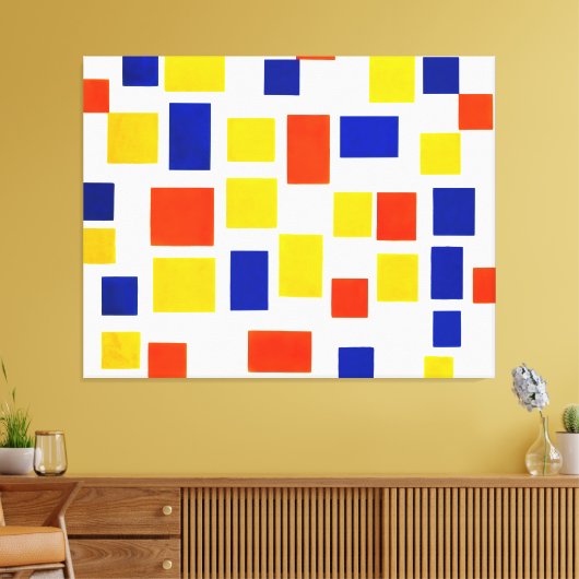 MONDRIAN - COMPOSITIE MET KLEURVLAKKEN 1 - 1917 CANVAS AFDRUK (Insitu (Woonkamer))