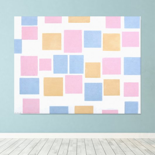 MONDRIAN - COMPOSITIE MET KLEURVLAKKEN 3 - 1917 CANVAS AFDRUK (Insitu (Houten vloer))