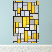 MONDRIAN - COMPOSITIE MET RASTER 1 - 1918 - CANVAS AFDRUK (Insitu (Houten vloer))