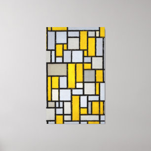 MONDRIAN - COMPOSITIE MET RASTER 1 - 1918 - CANVAS AFDRUK