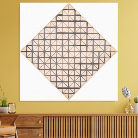 MONDRIAN - COMPOSITIE MET RASTER 4: RUIT - 1919 CANVAS AFDRUK (Insitu (Woonkamer))