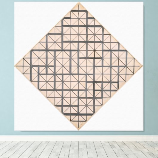 MONDRIAN - COMPOSITIE MET RASTER 4: RUIT - 1919 CANVAS AFDRUK (Insitu (Houten vloer))