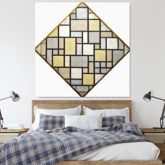 MONDRIAN - COMPOSITIE MET RASTER 5: RUIT - 1919 CANVAS AFDRUK (Insitu (Slaapkamer))