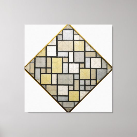 MONDRIAN - COMPOSITIE MET RASTER 5: RUIT - 1919 CANVAS AFDRUK (Voorkant)