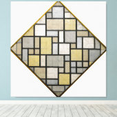 MONDRIAN - COMPOSITIE MET RASTER 5: RUIT - 1919 CANVAS AFDRUK (Insitu (Houten vloer))