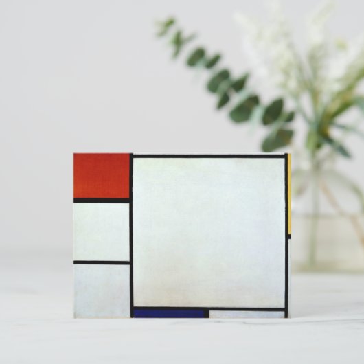Mondrian - Compositie met Rood en Blauw Briefkaart (Staand voorkant)