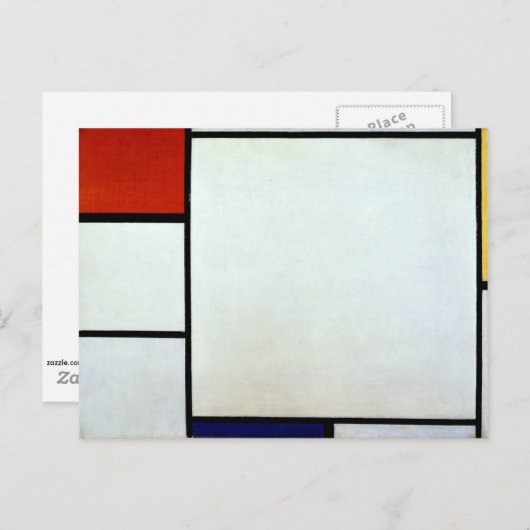 Mondrian - Compositie met Rood en Blauw Briefkaart (Voorkant / Achterkant)