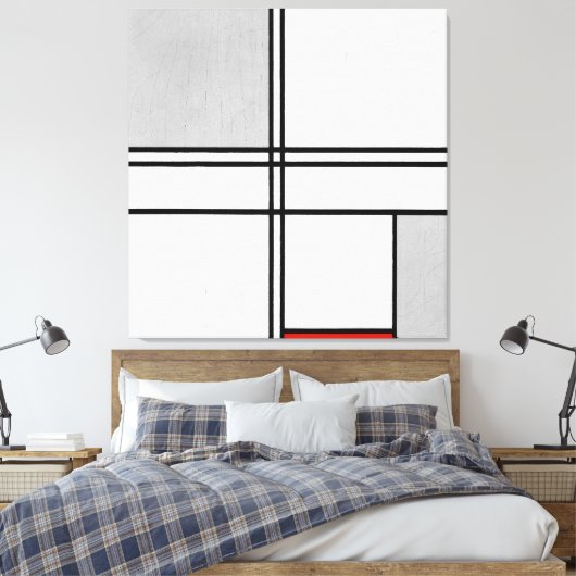 MONDRIAN - COMPOSITIE Nr. 1 GRIJS-ROOD - 1935 - Canvas Afdruk (Insitu (Slaapkamer))