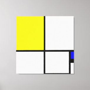 MONDRIAN - COMPOSITIE Nr. II met GEEL en BLAUW Canvas Afdruk