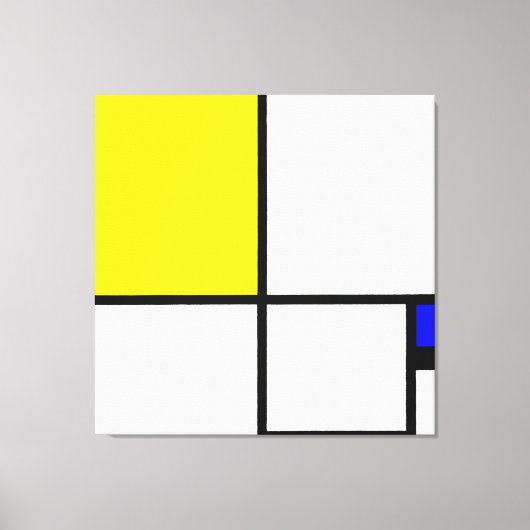 MONDRIAN - COMPOSITIE Nr. II met GEEL en BLAUW Canvas Afdruk (Voorkant)