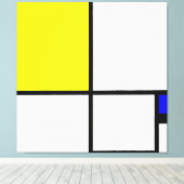 MONDRIAN - COMPOSITIE Nr. II met GEEL en BLAUW Canvas Afdruk (Insitu (Houten vloer))