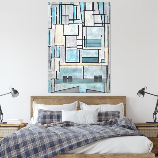 MONDRIAN - COMPOSITIE VI - 9 - BLAUWE GEVEL - 1914 CANVAS AFDRUK (Insitu (Slaapkamer))