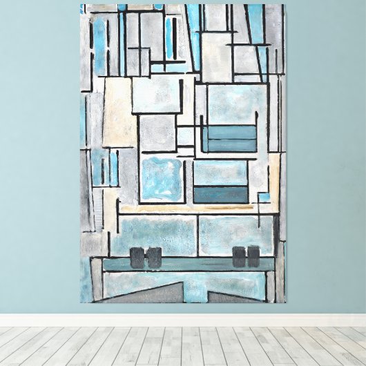 MONDRIAN - COMPOSITIE VI - 9 - BLAUWE GEVEL - 1914 CANVAS AFDRUK (Insitu (Houten vloer))