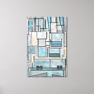 MONDRIAN - COMPOSITIE VI - 9 - BLAUWE GEVEL - 1914 CANVAS AFDRUK