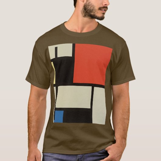 Mondrian Composition Modern Abstract Brown T-shirt (Voorkant)