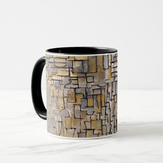 Mondrian Cubistische Transitie Kunst Morphing Mok (Voorkant links)