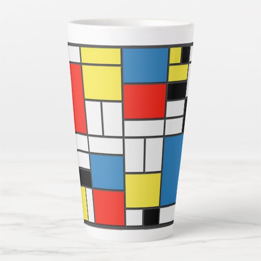 Mondrian De Stijl Art Latte Mok (Voorkant)