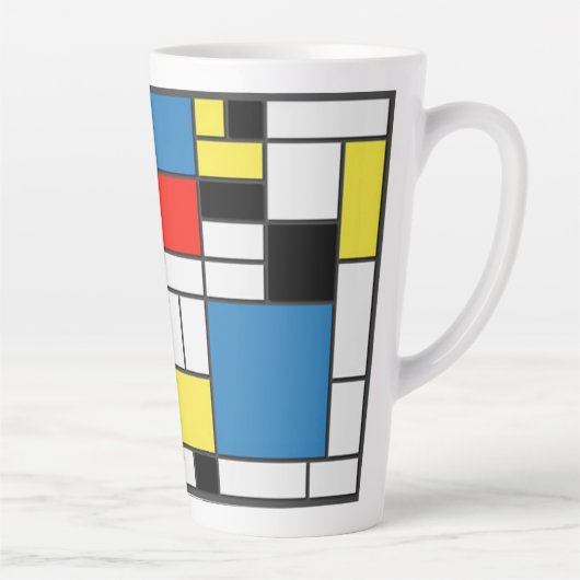Mondrian De Stijl Art Latte Mok (Rechts)