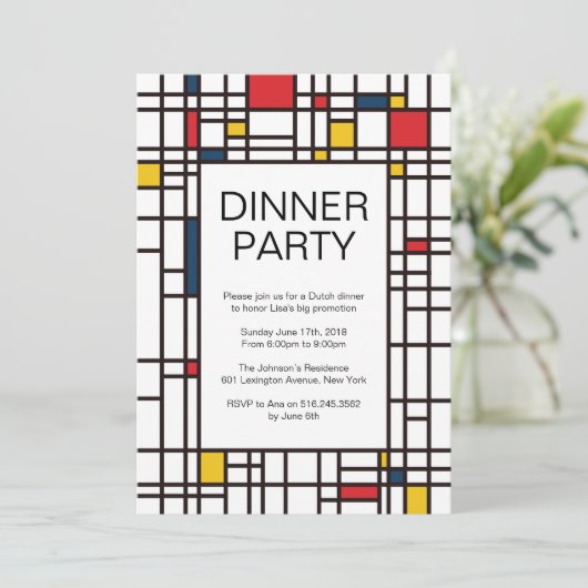 Mondrian de Stijl Geometric Pattern Partij Kaart (Staand voorkant)