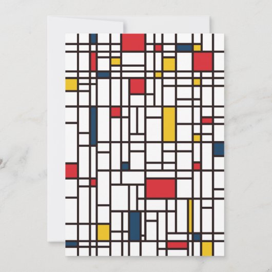 Mondrian de Stijl Geometric Pattern Partij Kaart (Achterkant)
