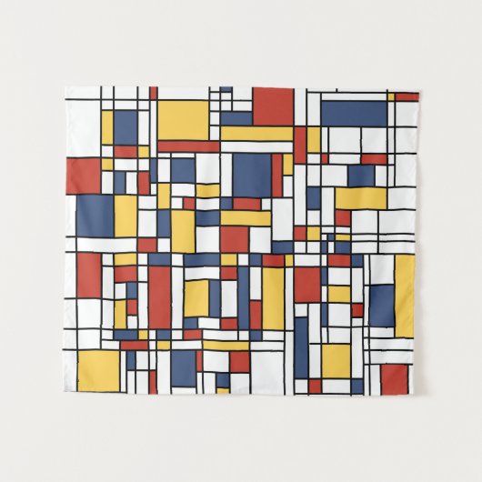Mondrian De Stijl Pattern Wandkleed (Voorkant (horizontaal))