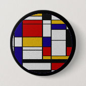 Mondrian De Stijl Ronde Button 7,6 Cm (Voorkant)