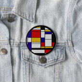 Mondrian De Stijl Ronde Button 7,6 Cm (In situ)