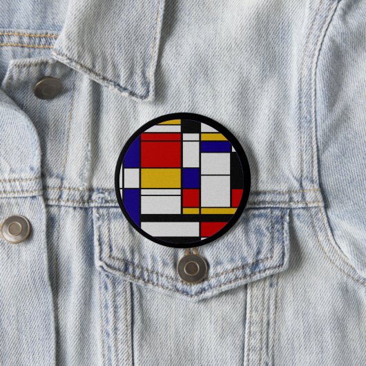 Mondrian De Stijl Ronde Button 7,6 Cm (In situ)