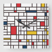 Mondrian De Stijl Vierkante Klok (Voorkant)