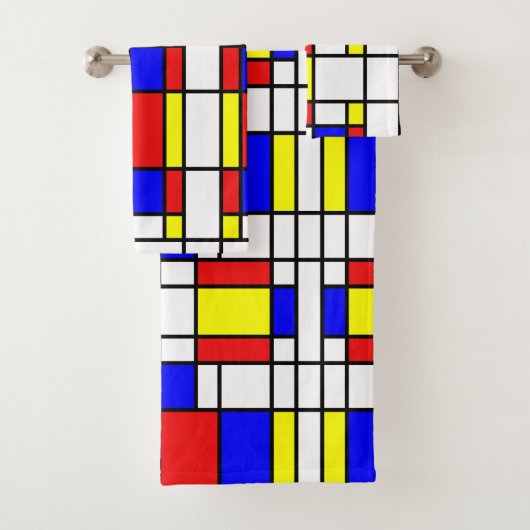Mondrian Geïnspired Bad Handdoek (Insitu)
