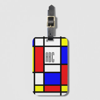 Mondrian Geïnspired Bagagelabel