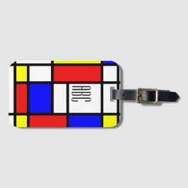 Mondrian Geïnspired Bagagelabel